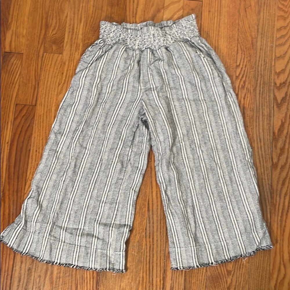 Democracy Pull on High Rise Wide Leg Cropped Linen‎ Blend Pants Size M